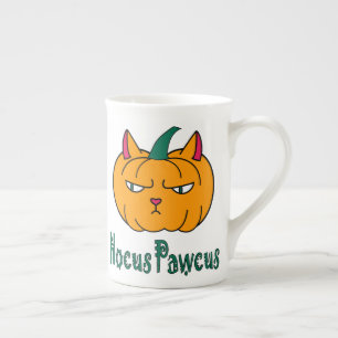 Hocus pawcus Halloween Kürbisinger Katzenmagie Prozellantasse