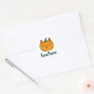 Hocus pawcus Halloween Kürbisinger Katzenmagie Runder Aufkleber