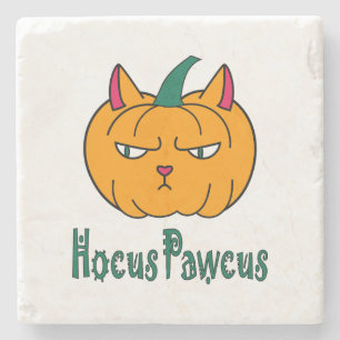 Hocus pawcus Halloween Kürbisinger Katzenmagie Steinuntersetzer