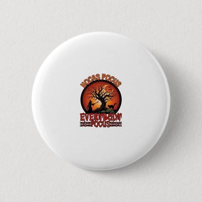 Hocus Pocus Alle Fokussieren Gruseliger Baum Hexen Button (Vorderseite)