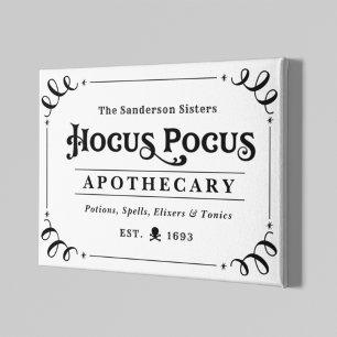 Hocus Pocus Apotheke Schwarz-Weiß Halloween Leinwanddruck