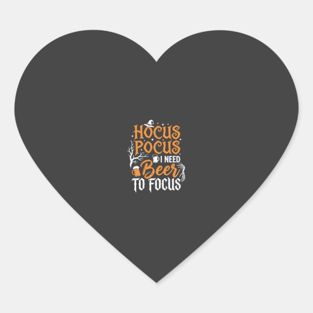 Hocus Pocus Bier Halloween Design_1 Herz-Aufkleber (Vorderseite)