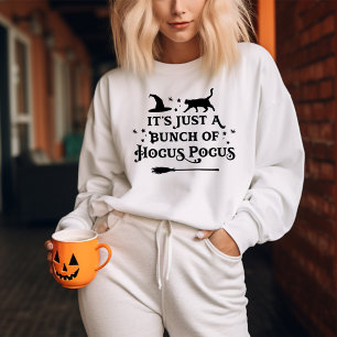 Hocus Pocus Black Cat White Damen Halloween Sweatshirt