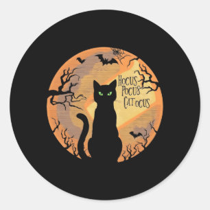 Hocus Pocus Catocus Halloween Schwarze Katze Liebh Runder Aufkleber