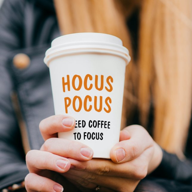 Hocus Pocus Funny Halloween Zitat | Orange Pappbecher (Von Creator hochgeladen)