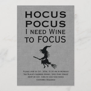 HOCUS POCUS Grau Halloween-Party Einladung