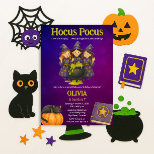 Hocus Pocus Halloween Geburtstagsparty Einladung