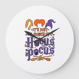 Hocus Pocus Halloween Hexen Kessel Besen Katze M Große Wanduhr