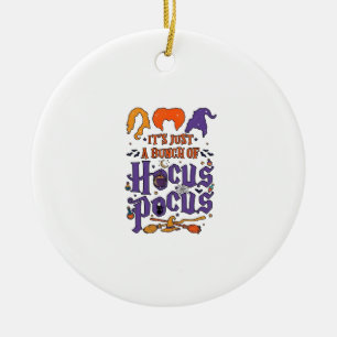 Hocus Pocus Halloween Hexen Kessel Besen Katze M Keramik Ornament