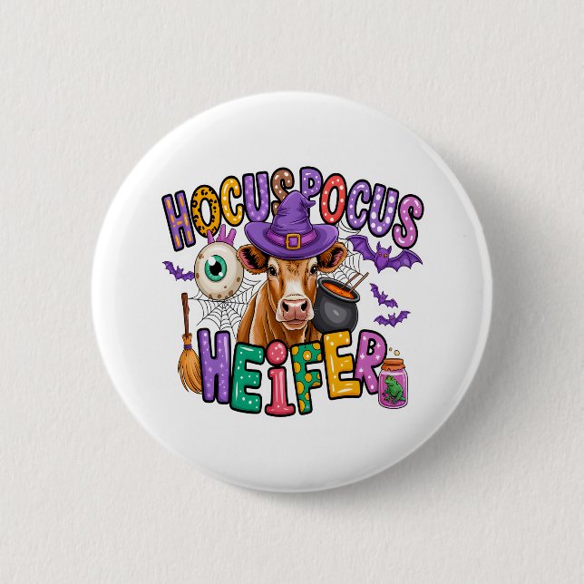 Hocus Pocus Heifer Halloween Kuh Button (Vorderseite)