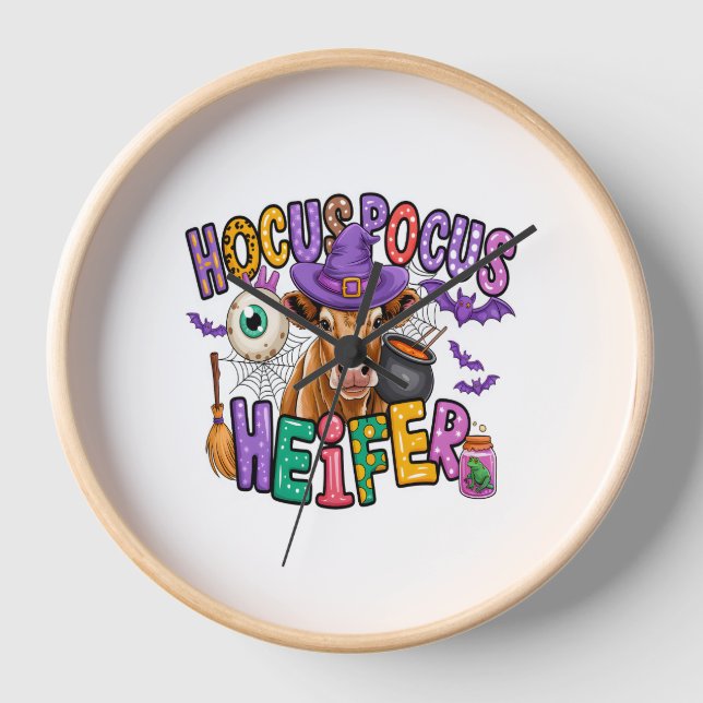 Hocus Pocus Heifer Halloween Kuh Uhr (Vorderseite)