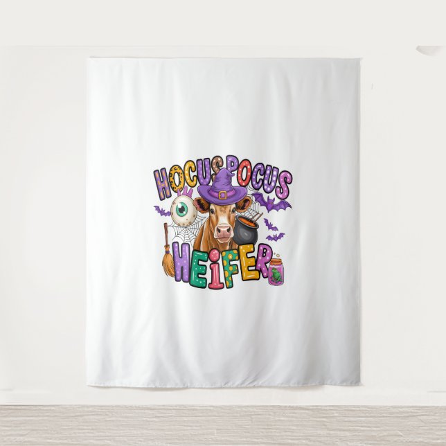 Hocus Pocus Heifer Halloween Kuh Wandteppich (Vorderseite)