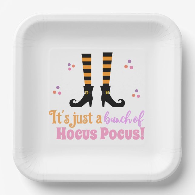 Hocus Pocus Modernes Halloween Orange Lila Zitat Pappteller (Vorderseite)