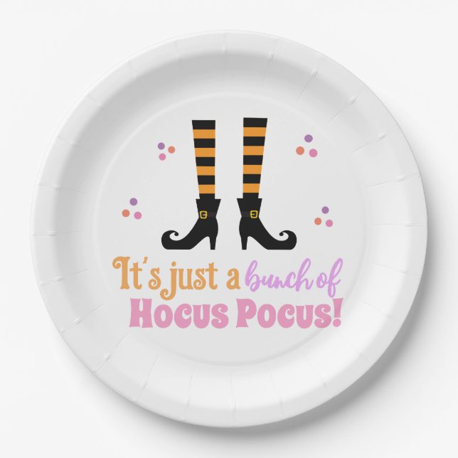 Hocus Pocus Modernes Halloween Orange Lila Zitat Pappteller (Vorderseite)