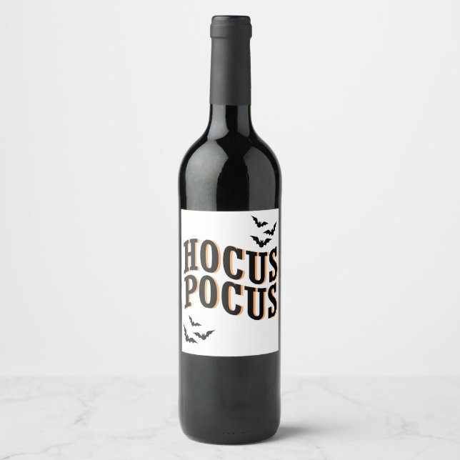 Hocus Pocus Niedliche Hexen Halloween Weinetikett (Vorderseite)