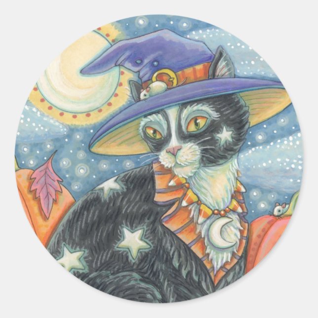 HOCUS POCUS NOIR CAT WITCH, HALLOWEEN STICKERS Rd (Devant)
