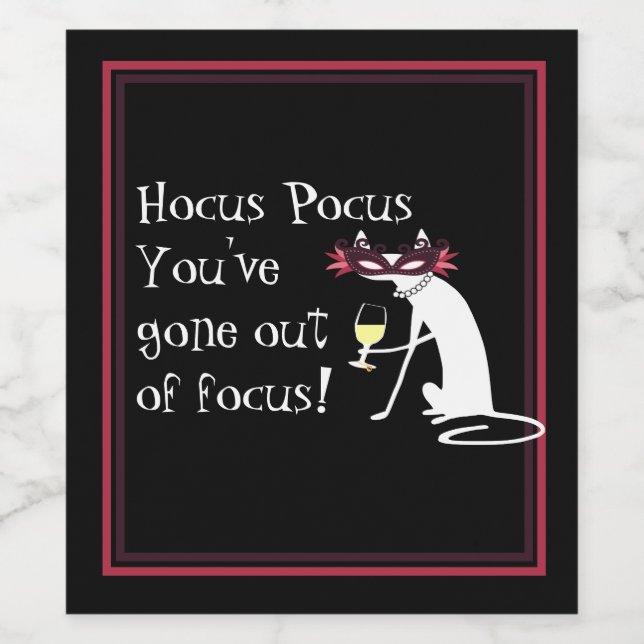 Hocus Pocus Out of Focus Halloween Wine Quote Weinetikett (Einzelnes Label)