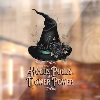 Hocus Pocus und Blume Power Hexe Fensterklammer Fensteraufkleber