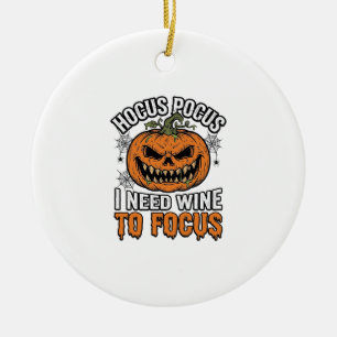 Hocus Pocus Wein-Kürbis-Halloween-Shirt-Design_1 Keramik Ornament