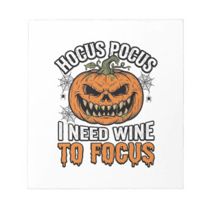 Hocus Pocus Wein-Kürbis-Halloween-Shirt-Design_1 Notizblock