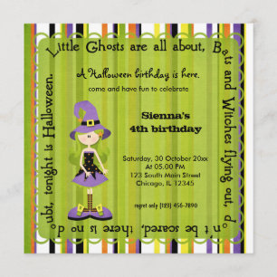 Hocus Pocus Witch Birthday (grün) Einladung