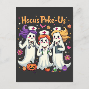 Hocus-Poke Us Nursing Spooky Halloween Ghost Ankündigungspostkarte