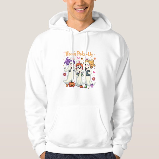 Hocus-Poke Us Nursing Spooky Halloween Ghost Hoodie (Vorderseite)