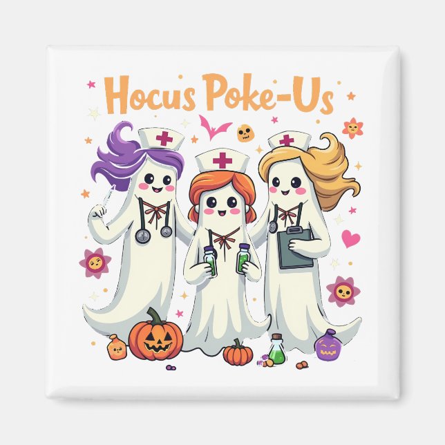 Hocus-Poke Us Nursing Spooky Halloween Ghost Magnet (Vorne)
