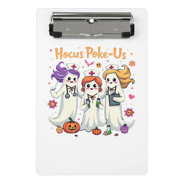 Hocus-Poke Us Nursing Spooky Halloween Ghost Mini Klemmbrett (Vorderseite)