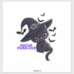 Hocus Purr-cus Süße schwarze Katze Halloween Kunst Aufkleber
