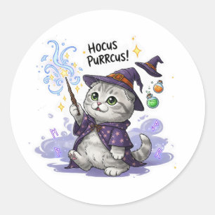Hocus Purrcus Fold - schottisches KatzenkatzenHall Runder Aufkleber