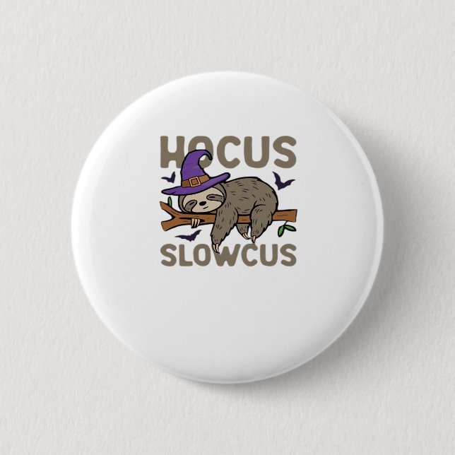 Hocus Slowcus Funny Halloween Sloth Classic T-Shir Button (Vorderseite)