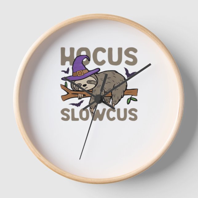 Hocus Slowcus Funny Halloween Sloth Classic T-Shir Uhr (Vorderseite)
