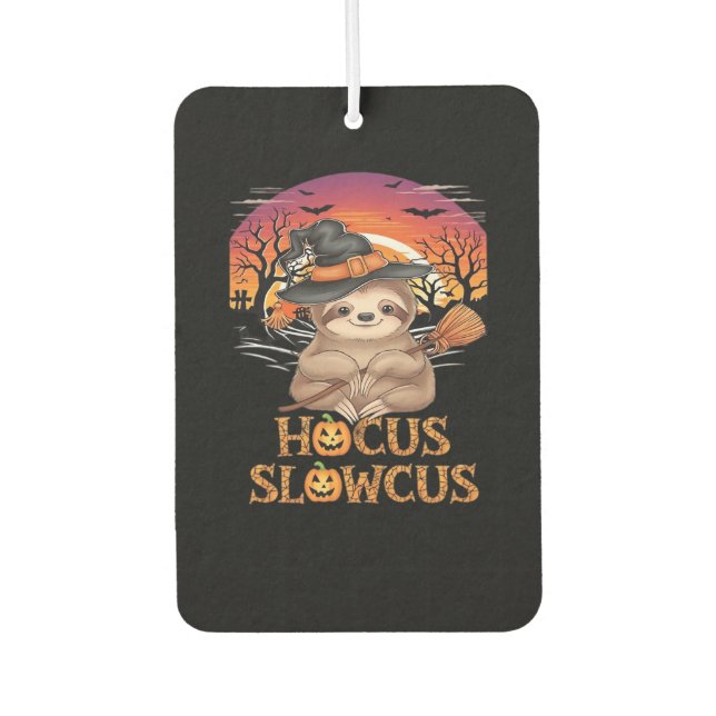 Hocus Slowcus Sloth liebt Halloween-Kostümtee E Autolufterfrischer (Vorderseite)