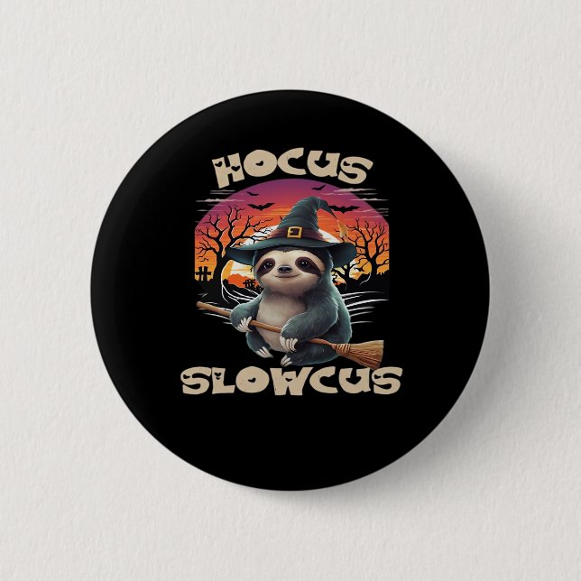 Hocus Slowcus Sloth liebt Halloween-Kostümtee E Button (Vorderseite)