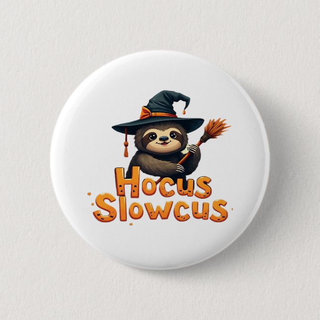 Hocus Slowcus Sloth liebt Halloween-Kostümtee E Button (Vorderseite)
