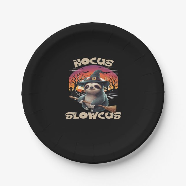 Hocus Slowcus Sloth liebt Halloween-Kostümtee E Pappteller (Vorderseite)
