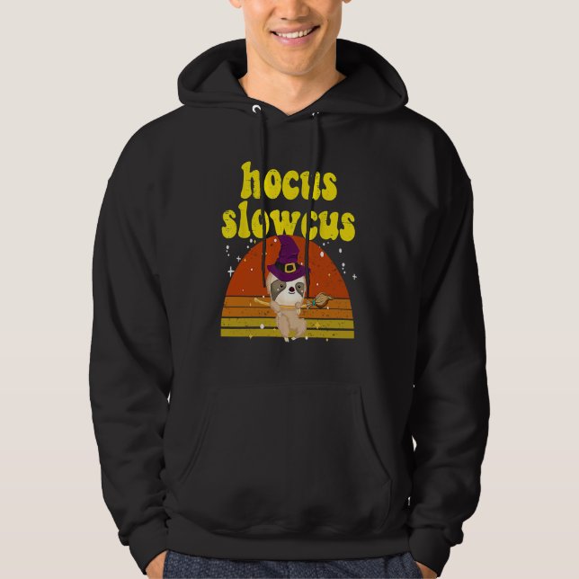 Hocus Slowcus Witch Sloth Retro Cute Animal Hallow Hoodie (Vorderseite)