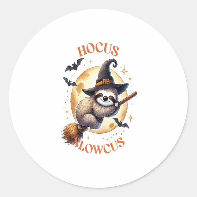Hocus Slowcus Witch Sloth Runder Aufkleber (Vorderseite)
