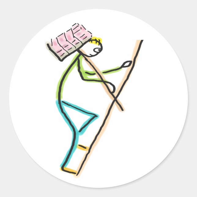 Hod Carrier Stickman Runder Aufkleber (Vorderseite)