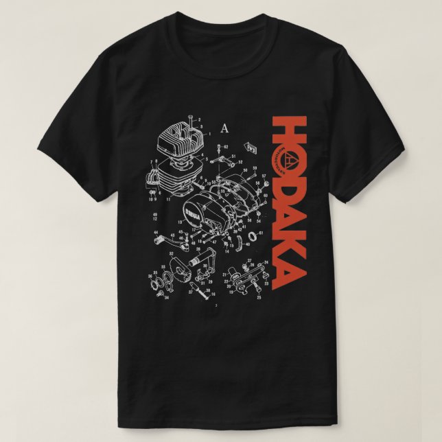 Hodaka 1970er Motorrad Dirtbike Black Exploded En T-Shirt (Design vorne)