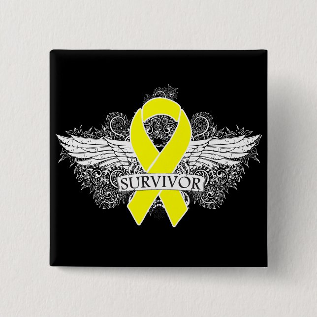 Hodenkrebs - Winged SURVIVOR Button (Vorderseite)