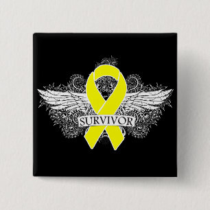 Hodenkrebs Winged ÜBERLEBENDER Band Button