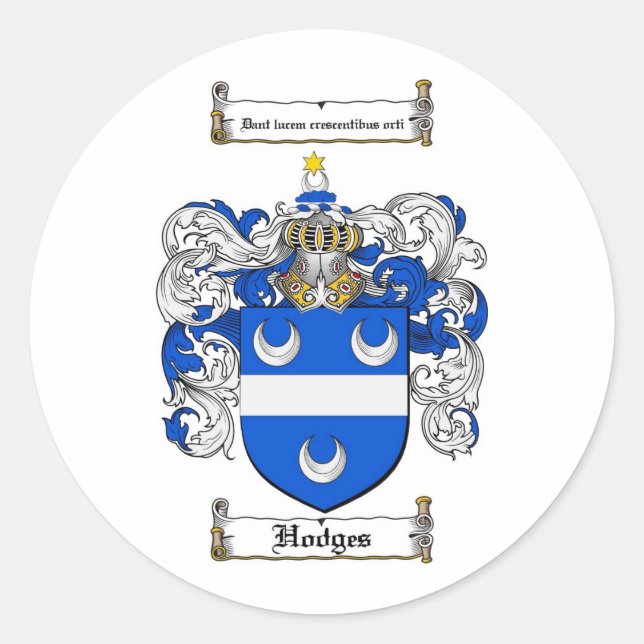 HODGES-FAMILIENWAPPEN - HAUSHALTSKOPF VON WAFFEN RUNDER AUFKLEBER (Vorderseite)