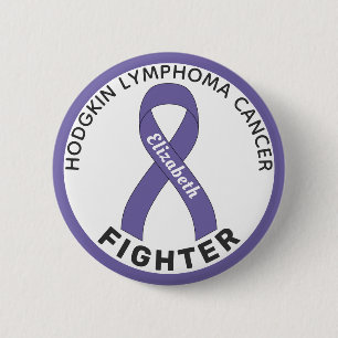 Hodgkin Lymphom Fighter Ribbon White Button