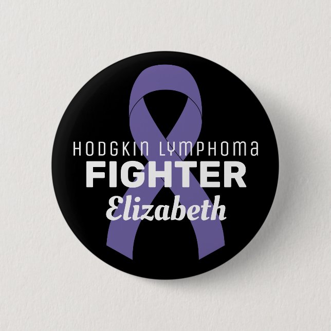 Hodgkin Lymphoma Ribbon Black Button (Vorderseite)