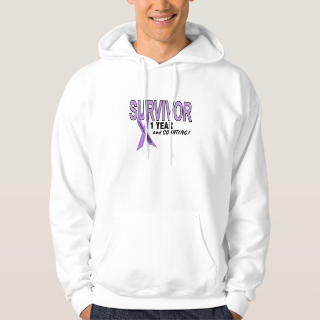 Hodgkins Lymphom-1-jähriger Überlebender Hoodie (Vorderseite)