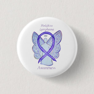 Hodgkins Lymphom Art Angel Violet Ribbon Buttone Button
