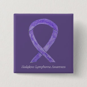 Hodgkins Lymphoma Art Violet Ribbon Custom Buttone Button