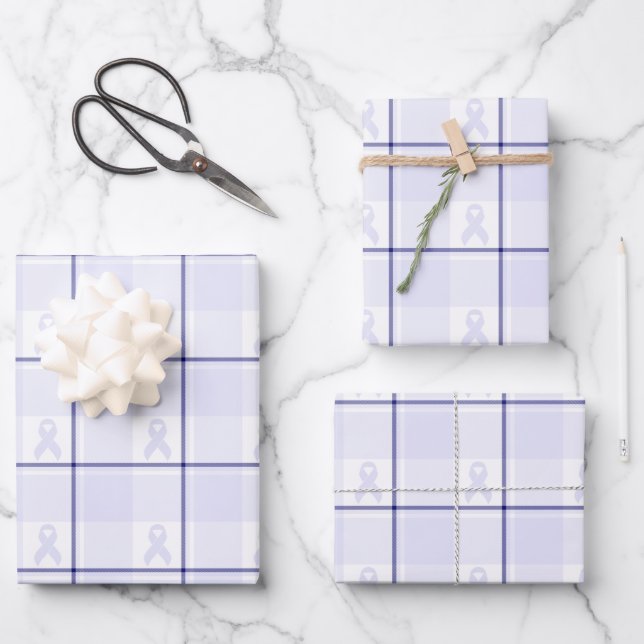 Hodgkin's Lymphoma Awareness Plaid Lavender Ribbon Geschenkpapier Set (Vorderseite)